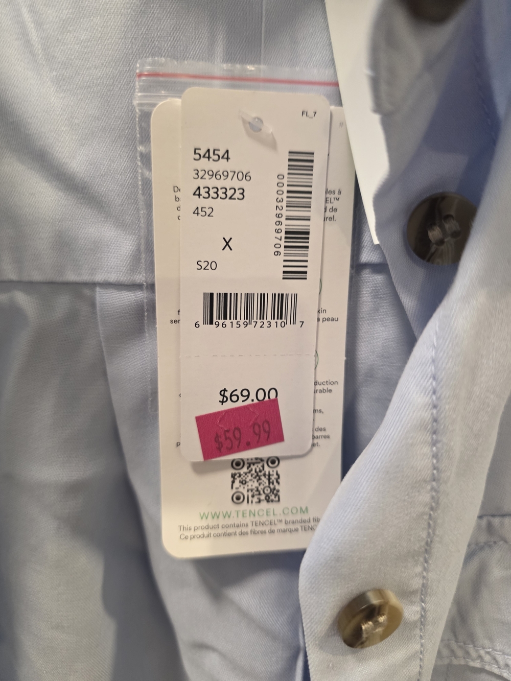 NWT Addition Elle Light Blue Lyocell Button Front Utility Shirt Size XT - Picture 5 of 13